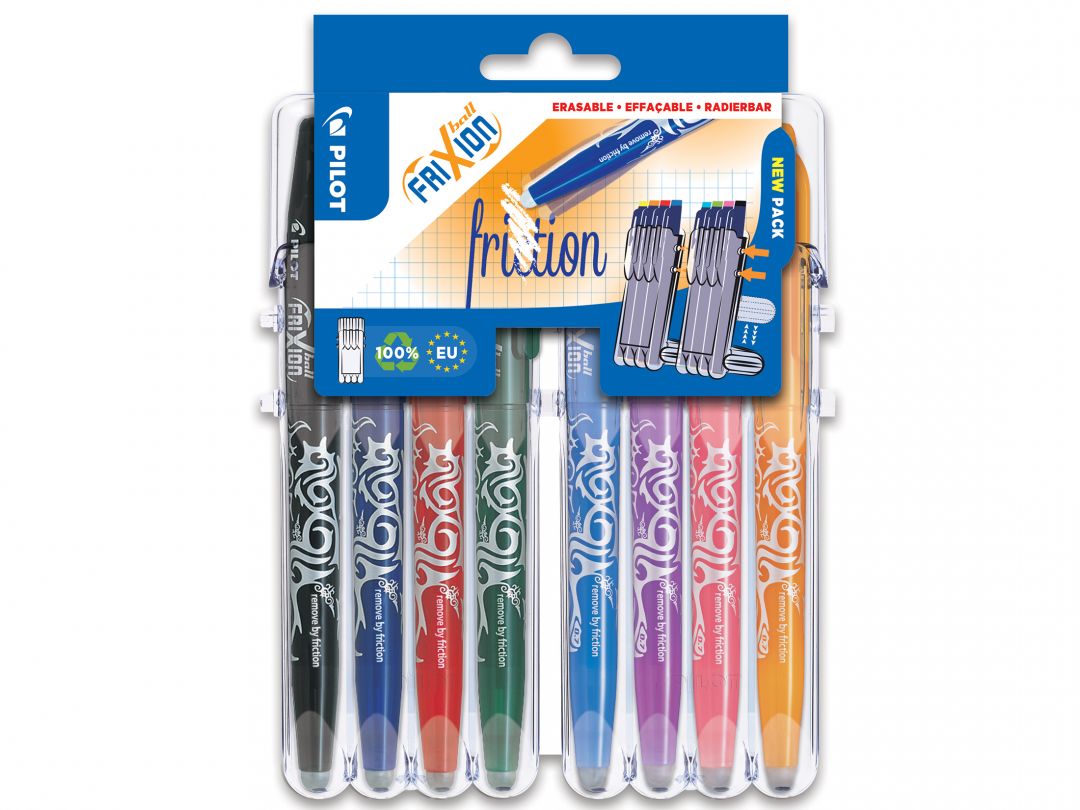 Set2Go 8 sztuk - FriXion Ball 0.7 - Długopis żelowy - Czarny, Niebieski, Czerwony, Zielony, Błękitny, Purpurowy, Koralowy róż, Morelowy - Medium