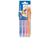 Set2Go 4 sztuk - FriXion Ball 0.7 - Długopis żelowy - Błękitny, Purpurowy, Koralowy róż, Morelowy - Medium